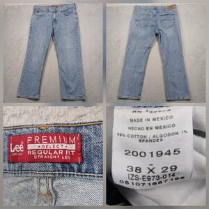 Lee Premium Select Jeans Mens 38x29 Light Wash Straight Leg